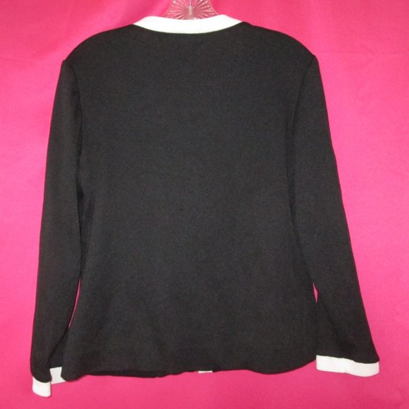 1970s vintage black white trim cardigan jacket size large - Picture 3 of 5